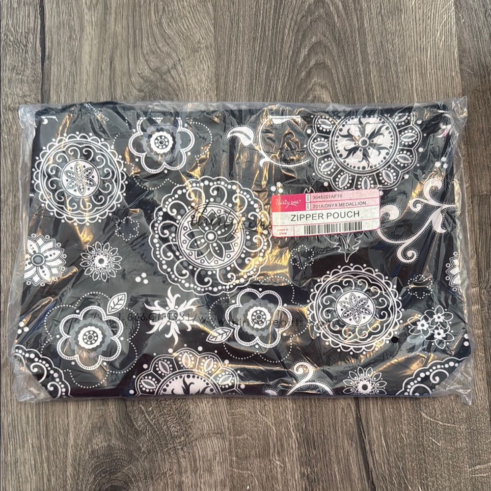 Thirty-One Black and White Floral Travel Bag